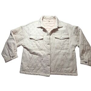 POL Quilted Jacket Beige Medium Snap Button Front Chest & Hip Pockets